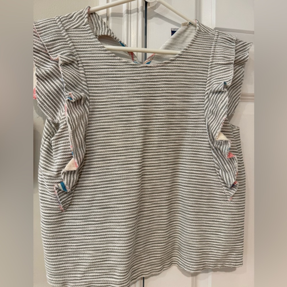 Striped Ruffle Sleeve Top